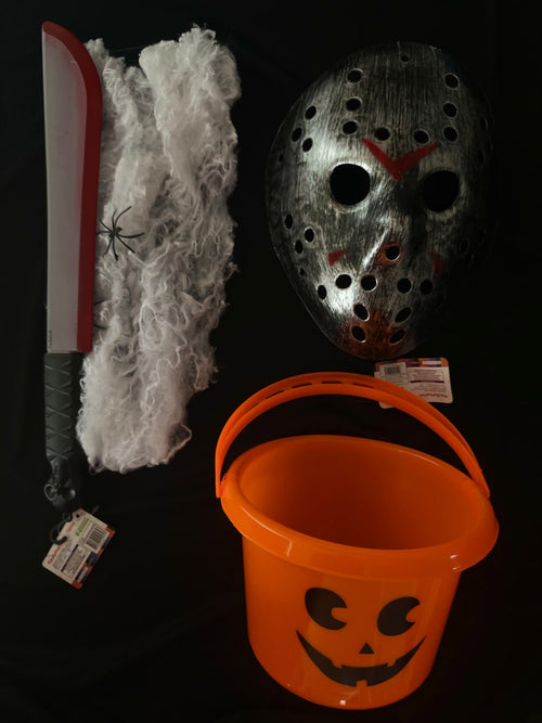 Pack Combo Dulce o Truco Slasher (Máscara Rígida + Balde + Cuchillo)